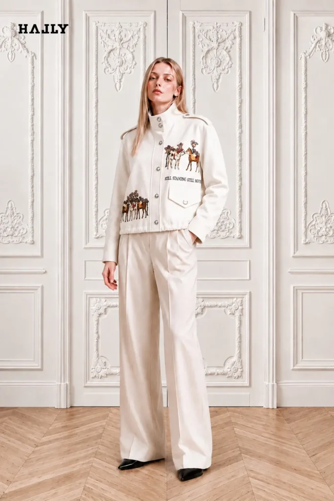 Cropped Linen Jacket with Signature Equestrian Embroidery - Image 4